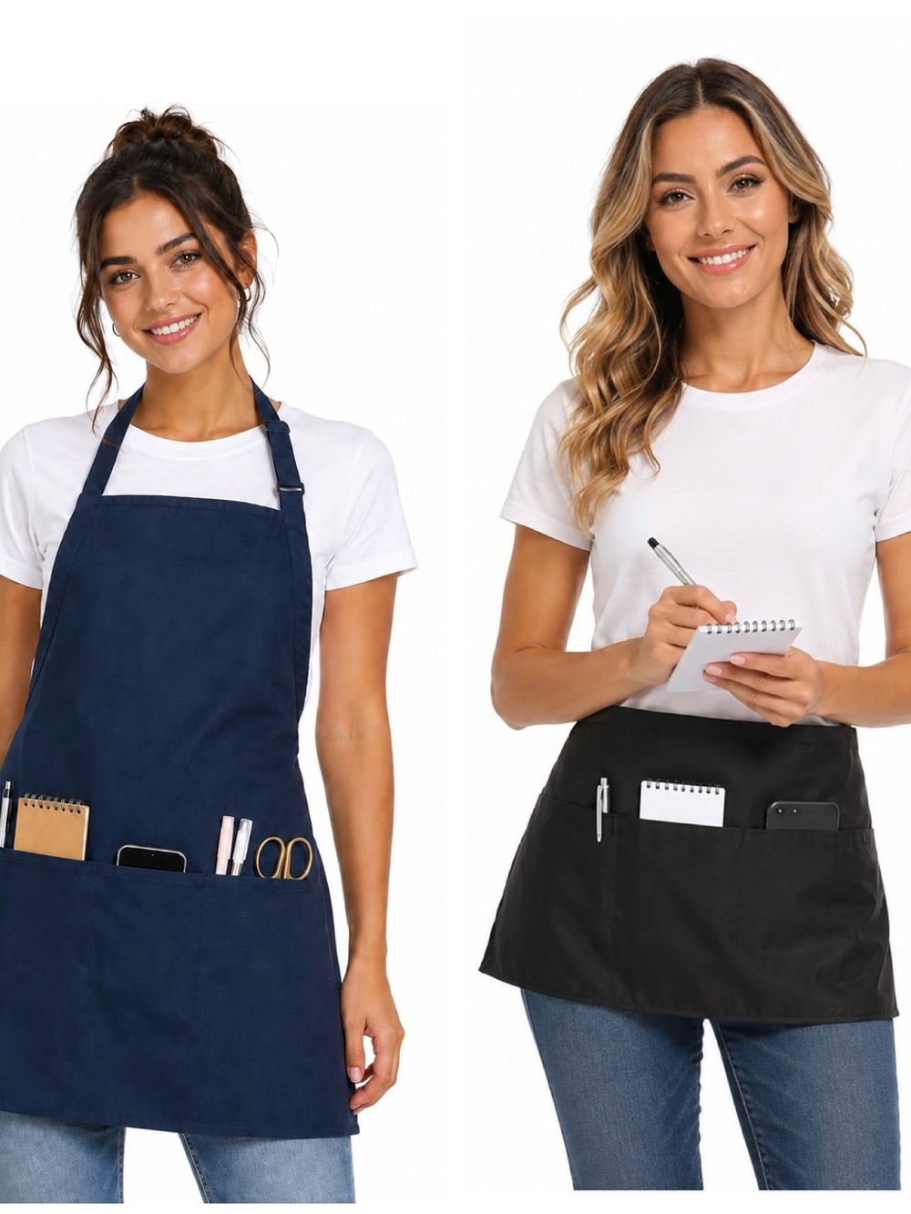 3 Professional Kitchen & Service Crestware Apron Set - Navy and Black - Like new